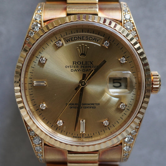 ROLEX DAY-DATE 18338A Factory Diamond 18KYG