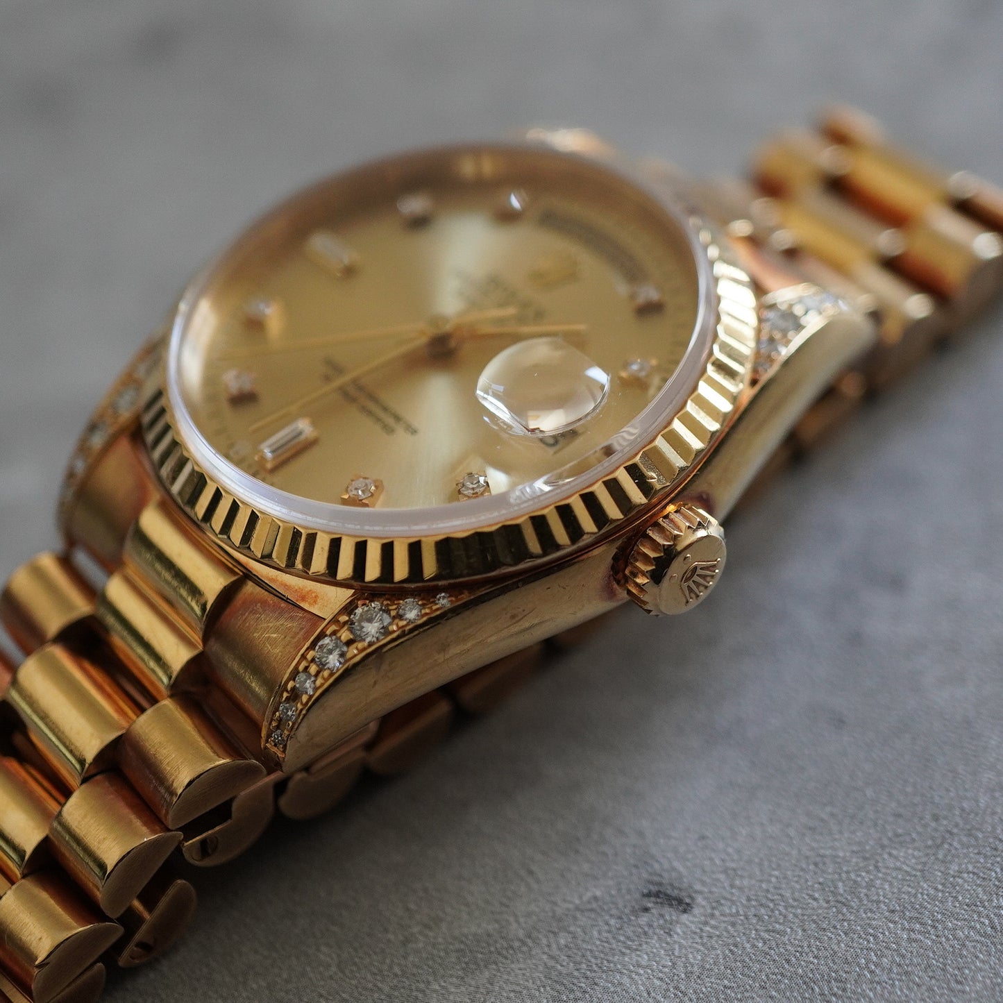 ROLEX DAY-DATE 18338A Factory Diamond 18KYG