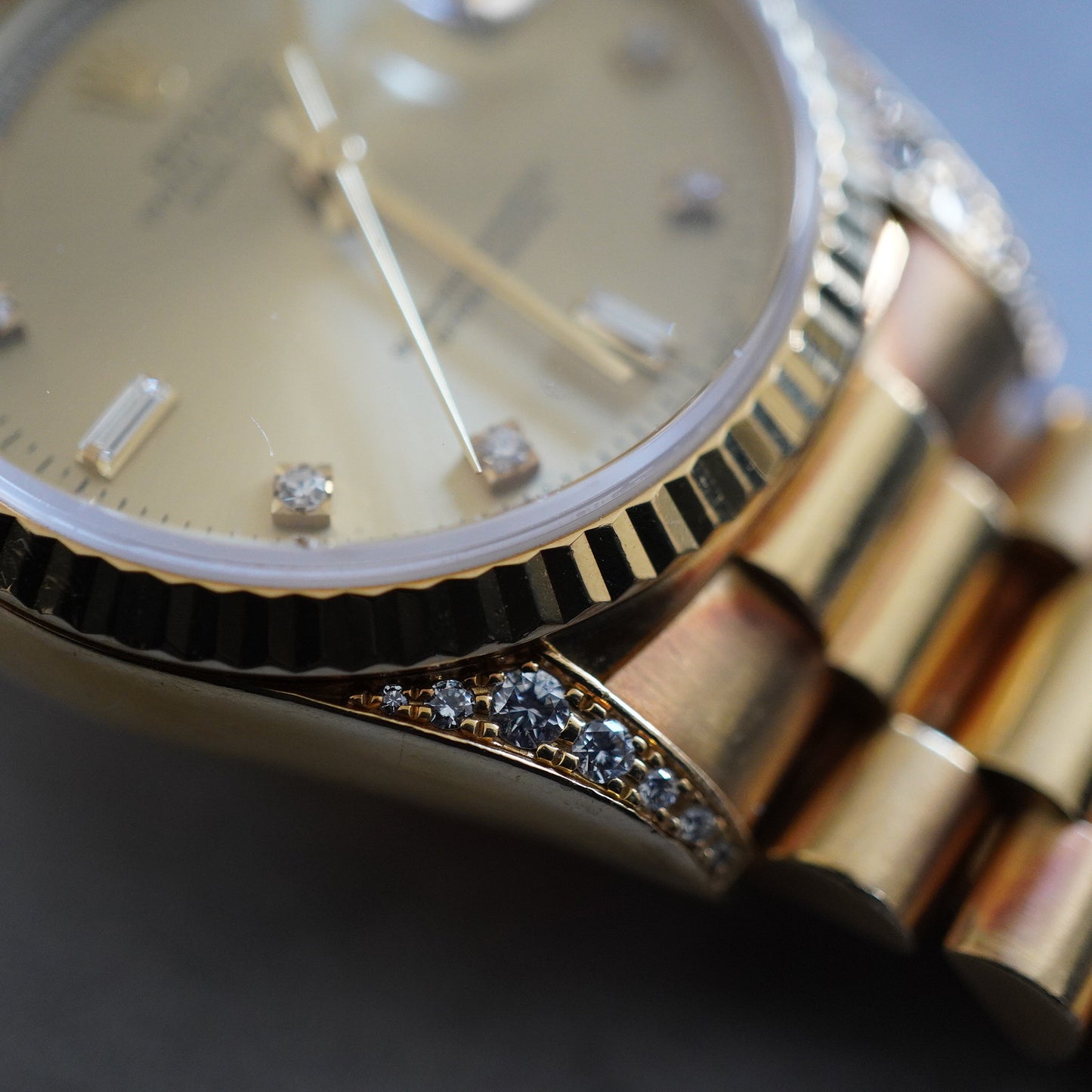 ROLEX DAY-DATE 18338A Factory Diamond 18KYG