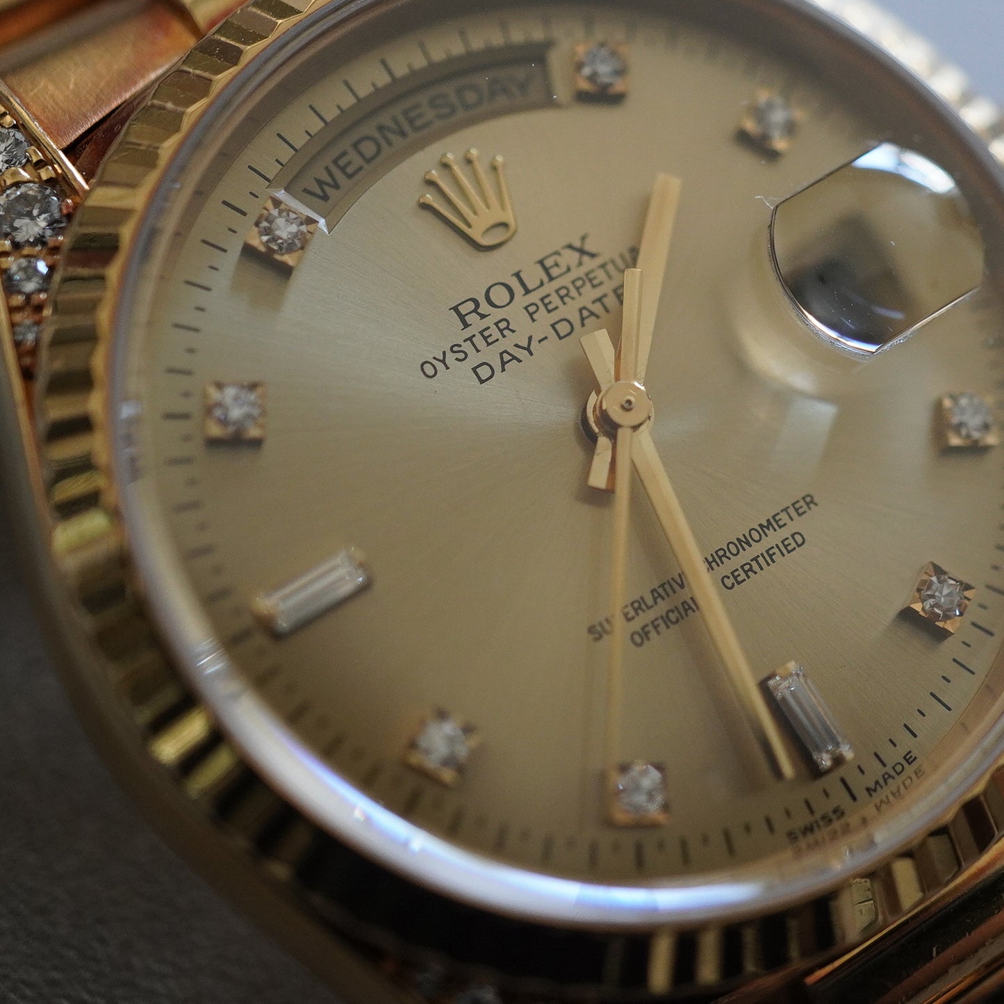 ROLEX DAY-DATE 18338A Factory Diamond 18KYG