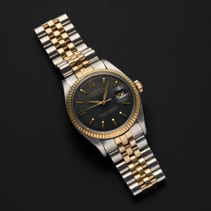 ROLEX DATEJUST 1601 BLACK GILT DIAL-3