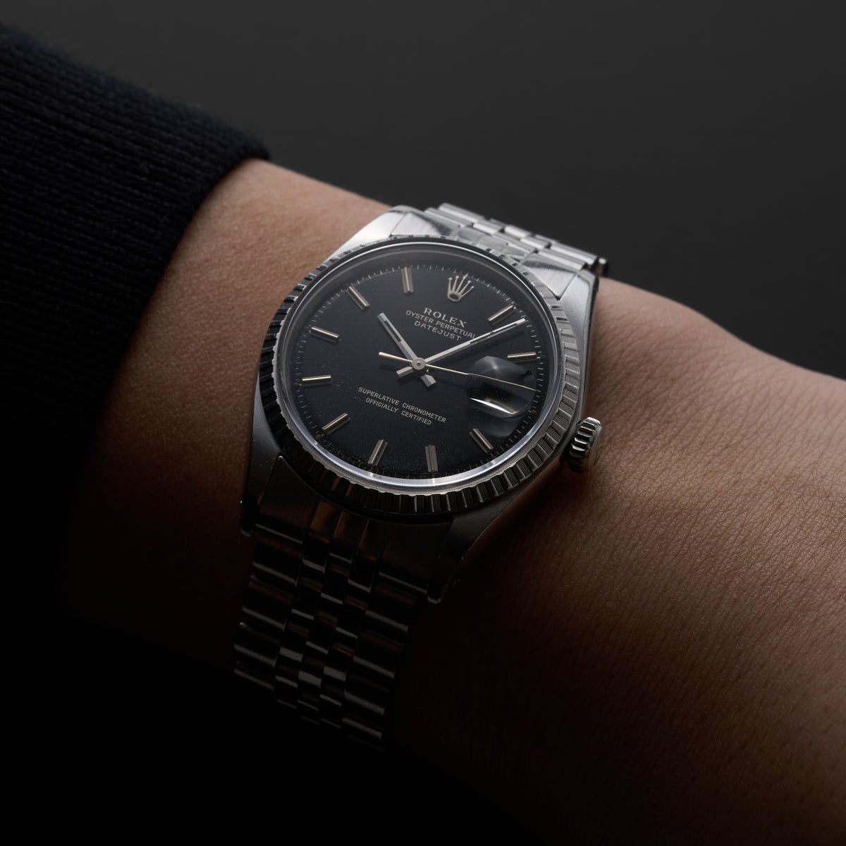 ROLEX DATEJUST 1603 BLACK GILT DIAL-5