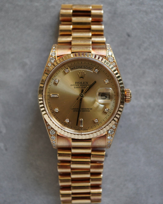 ROLEX DAY-DATE 18338A Factory Diamond 18KYG