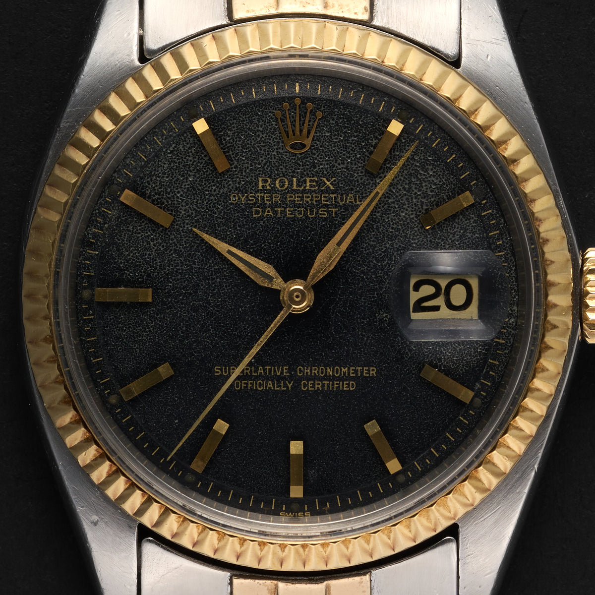 ROLEX DATEJUST 1601 BLACK GILT DIAL-2