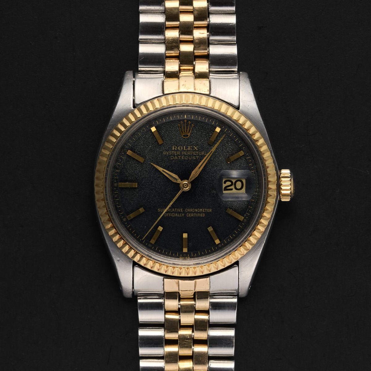 ROLEX DATEJUST 1601 BLACK GILT DIAL-1