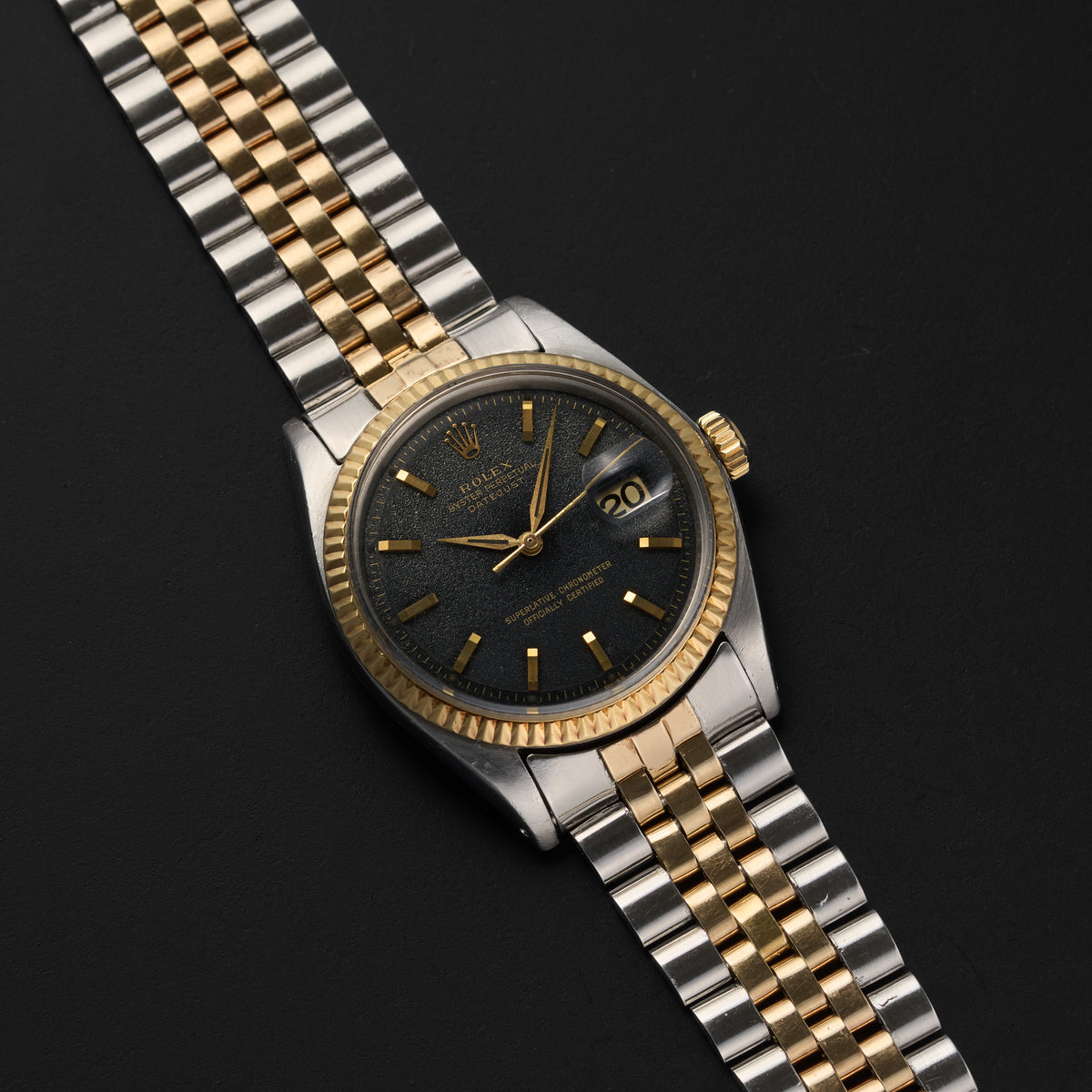 ROLEX DATEJUST 1601 BLACK GILT DIAL-5